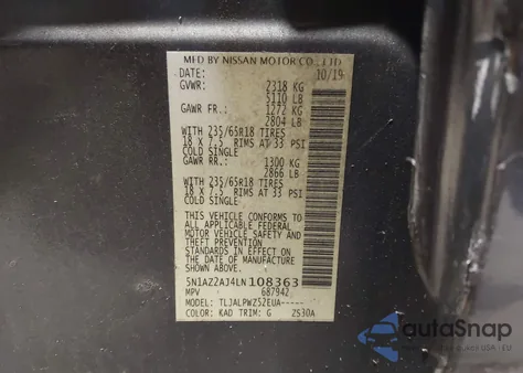 2020 Nissan Murano S Fwd из США, поврежденный, VIN 5N1AZ2AJ4LN108363